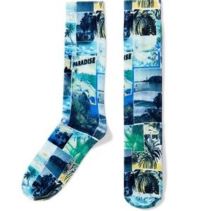 NWT Tommy Bahama Men's Fine Hosiery Dress Trouser Socks Paradise Sublimated Blue